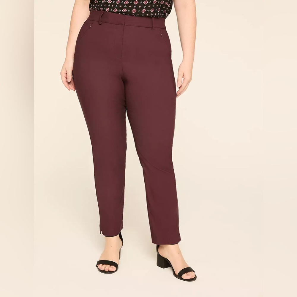 Lane Bryant 4 Season Slim Ankle Pant Womens Size 16 Burgundy Workwear Office - Picture 3 of 3